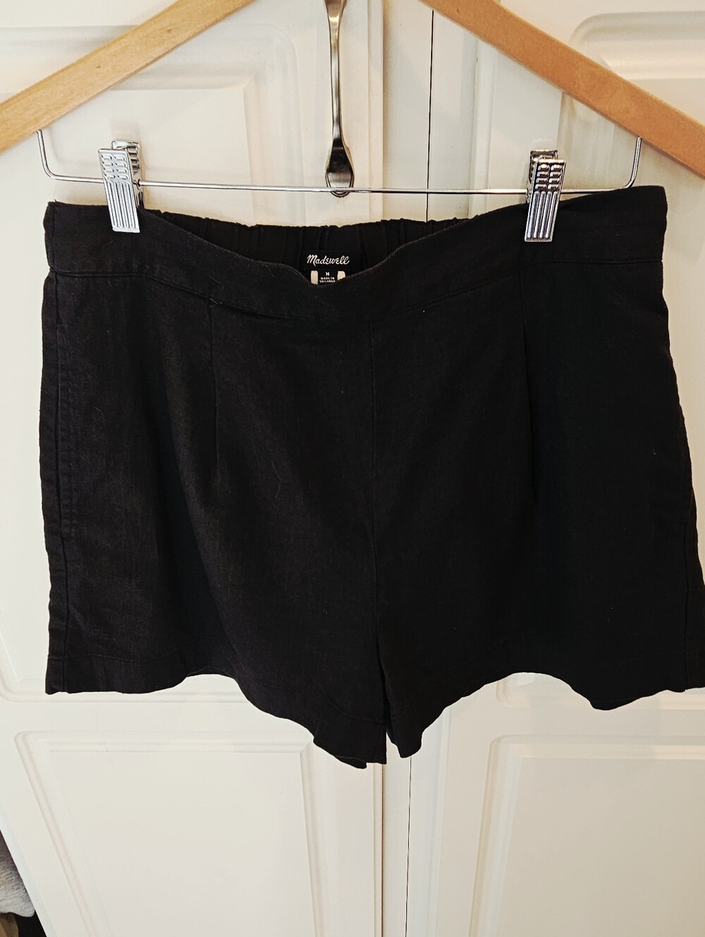 Madewell Black Clean Pull-On Shorts Linen Blend Women's Medium  Fair Trade